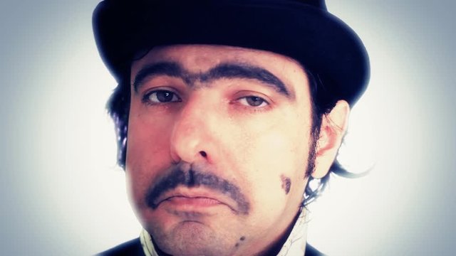 An ugly rich nerd, appearing bored, yawning. Funny comedy scene, extreme close-up shot.
