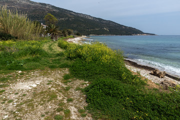 Panorama of beach at Thassos island, East Macedonia and Thrace, Greece 