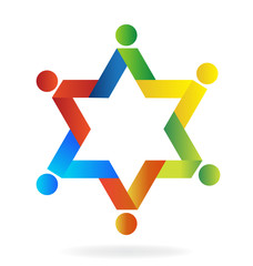 Logo teamwork star shape icon vector