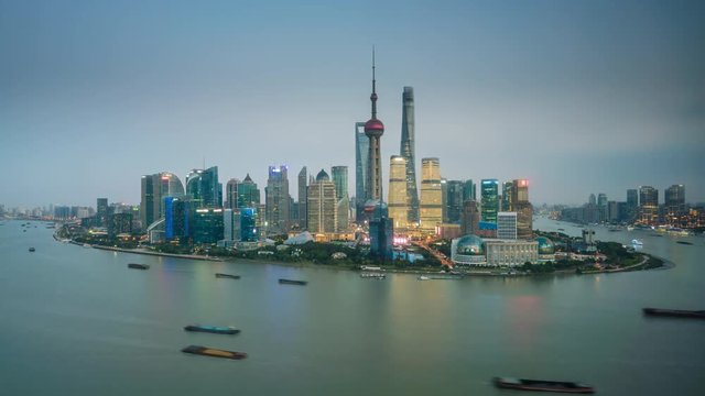 4k timelapse video of Shanghai from day to night