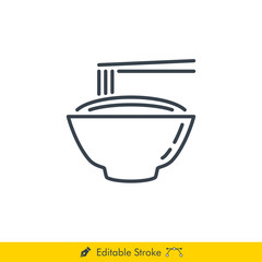 Noodles Icon / Vector - In Line / Stroke Design