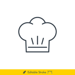 Chef Hat Icon / Vector - In Line / Stroke Design