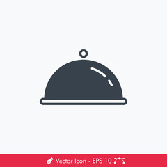 Food Cover Cloche Plate Icon / Vector
