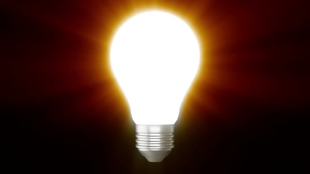 3d lightbulb on black background 