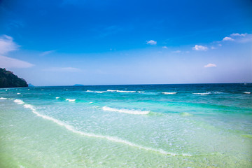Paradise turquoise water at  beach on Phi Phi Don Island, Thailand.