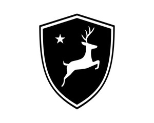 Fototapeta premium black shield reindeer deer elk stag image vector icon logo