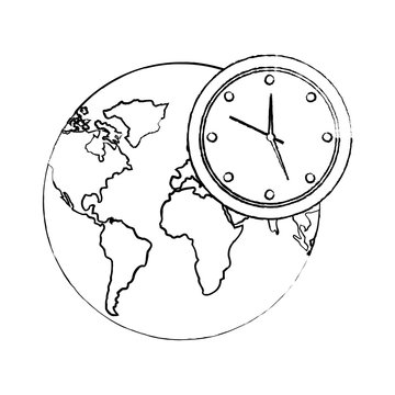 earth world clock time environment symbol vector illustration sketch image