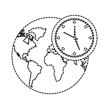 earth world clock time environment symbol vector illustration sticker design image