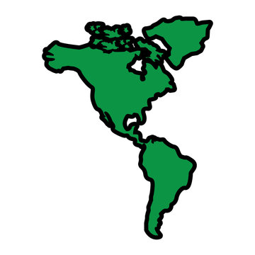north and south america map continent vector illustration  green image