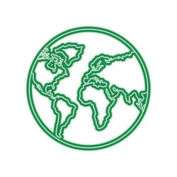 earth planet world globe map icon vector illustration green line design