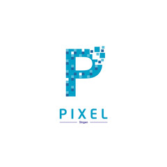 Letter P Pixel Logo Design