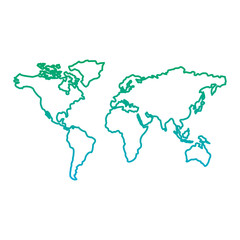 map of the world with countries continent vector illustration  blue and green line degrade color