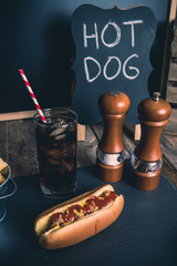 Hot Dog On Slate Board