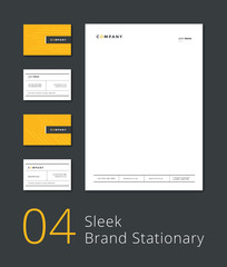 Sleek stationary template. Business card & letterhead.