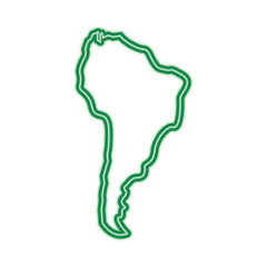 silhouette south america map continent geography vector illustration  green line design