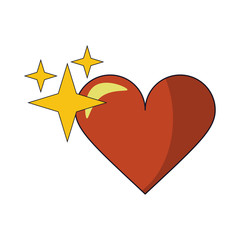 Heart with star pixelated videogame icon vector illustration graphic design