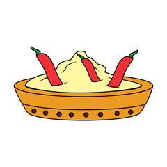 bowl spice chili pepper ingredient condiment vector illustration