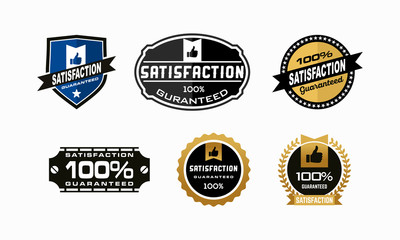 Satisfactions guaranteed set of vintage design labels and badges