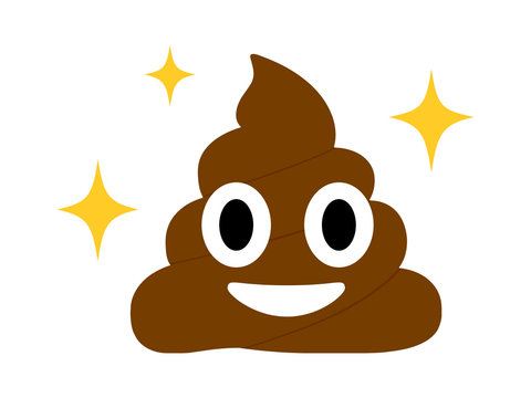 The isolated Brown dung with eye and mouth flat icon