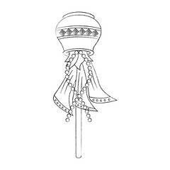 multicolor sari wood stick cover container traditional hindu vector illustration sketch design image