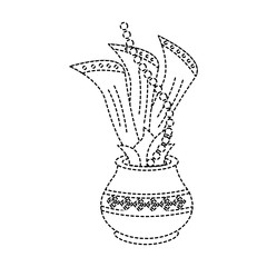 hindu pot with cloth leaves decoration culture vector illustration sticker design image
