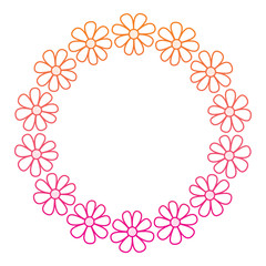 wreath nature flower decoration frame vector illustration red degraded line image