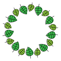 rounded decorative wreath with leaves nature vector illustration