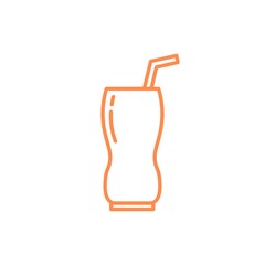 wavy shape glass with straw icon. Kitchen appliances for cooking Illustration. Simple thin line style symbol.