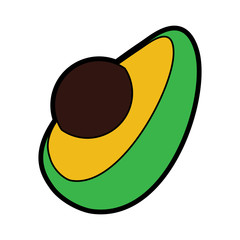 half fresh avocado fruit exotic oraganic vector illustration