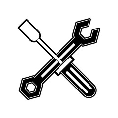 Construction tools crossed icon vector illustration graphic design