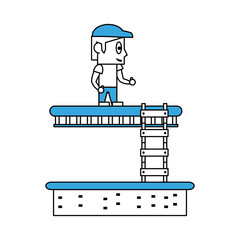 Pixelated game scenery icon vector illustration graphic design