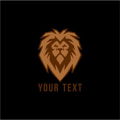 Wild Gold Lion Head Logo, Flat Design Vector Illustration Template