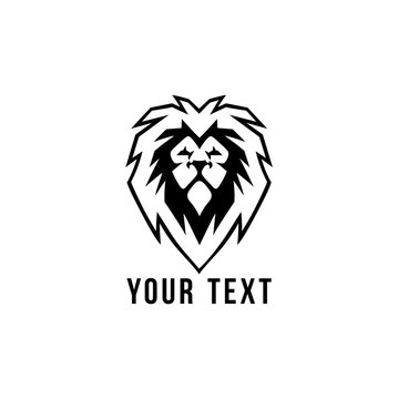 Wild Gold Lion Head Logo, Flat Design Vector Illustration Template