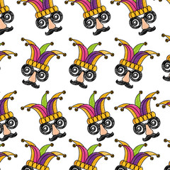 Obraz premium funny mask silly glasses mustache hat carnival background vector illustration