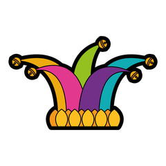 jester hat with bells clothes funny vector illustration