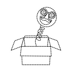 joke box emoticon smile silly glasses mustache funny vector illustration dotted line design