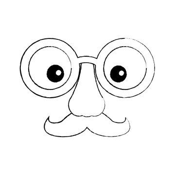 funny fake mask made of glasses mustache and nose vector illustration sketch design
