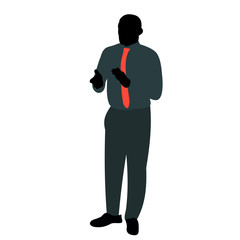 vector, isolated silhouette man standing on white background