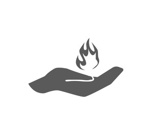 Fire on hand symbol 