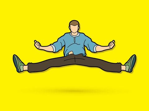 A man dancing, Action jumping graphic vector