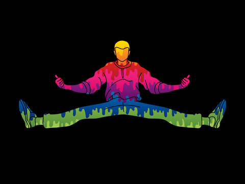 A man dancing, Action jumping designed using colorful graphic vector