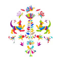 Obraz premium Vector folk Mexican Otomi Style embroidery Pattern