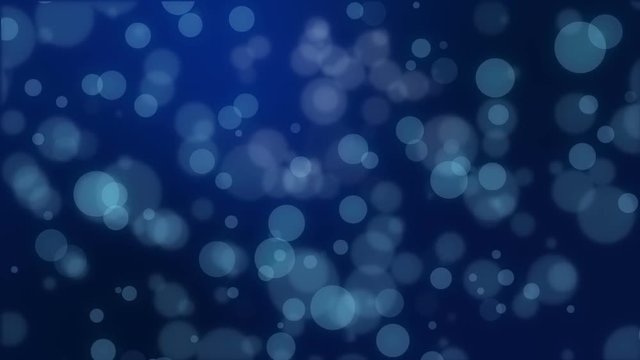 Dark blue glowing background with floating bokeh lights.