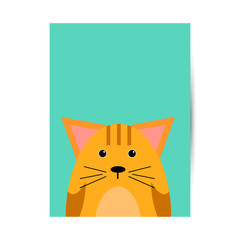Cover for a book, notebook or diary with a picture of a cute cat on a turquoise background.
