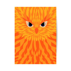 cover of a book, notebook or diary in the form of an orange owl