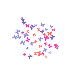 Spring Background with Colorful Butterflies. Simple Feminine Pattern for Card, Invitation, Print. Trendy Decoration with Beautiful Butterfly Silhouettes. Vector Background with Moth