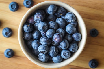 Freshly picked blueberries. Ripe and juicy fresh picked bilberries close up.