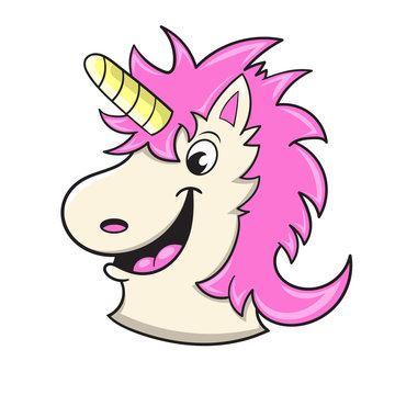 cute cartoon unicorn, vector illustration