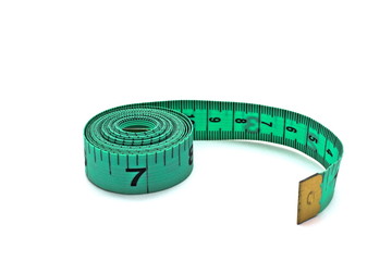 Tape of the tailor over white background closeup