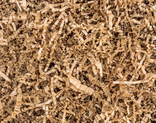 Texture of shredded Paper for Gifting and Shipping. Top view.